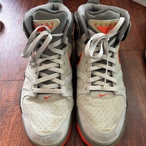 Nike Gray and Red Sneakers with Classic Basketball Style